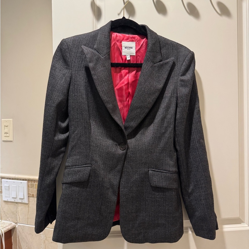 Moschino Gray Jacket with Pink Interior